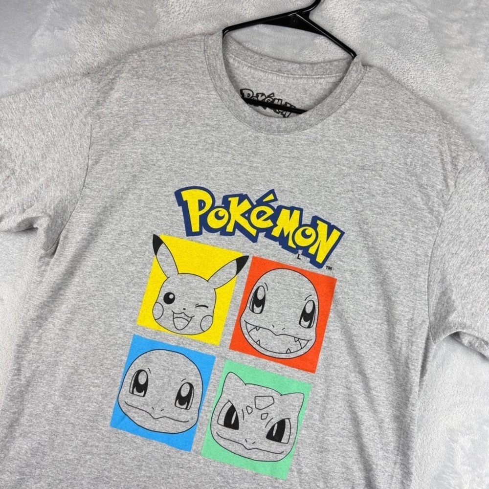 Pokemon Shirt Mens Large Pikachu Squirtle Charmander Bulbasaur Nintendo Tee